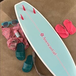 American Girl Surfboard with Pink and Yellow Design